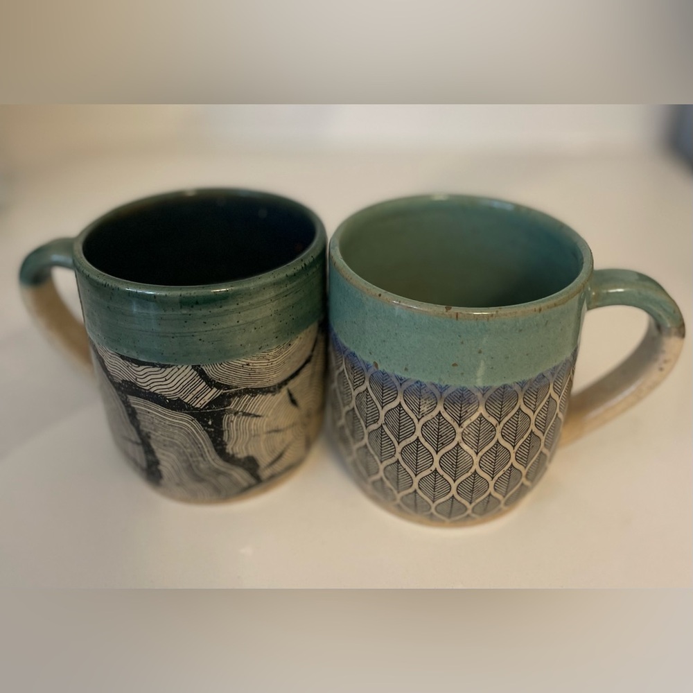 Artisan Ceramic Mugs - forest motif
